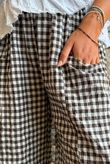 Nonni Gingham Relaxed Barrel Pant Chocolate